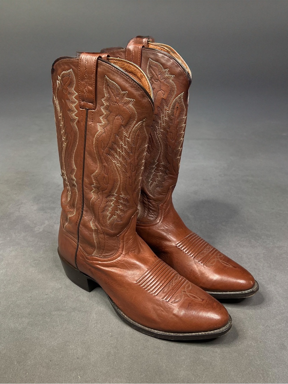 Dan Post Men's Brown Leather Western Cowboy Boots with Stitch Detail